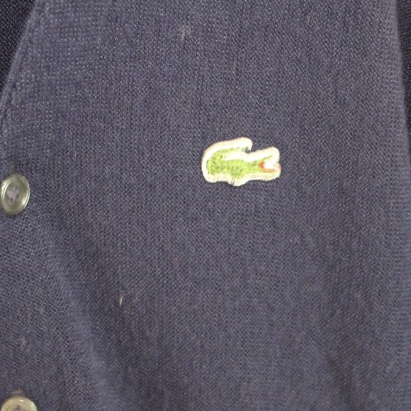 Vintage IZOD Lacoste V-neck Cardigan Sweater Navy Men's Size Medium H11651 - Picture 3 of 7